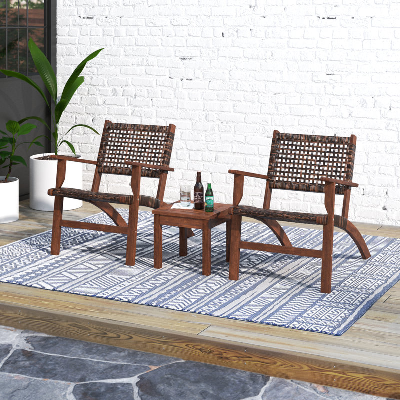 Steelside Sadie Outdoor 3 Pieces Patio Rattan Furniture Set Reviews Wayfair